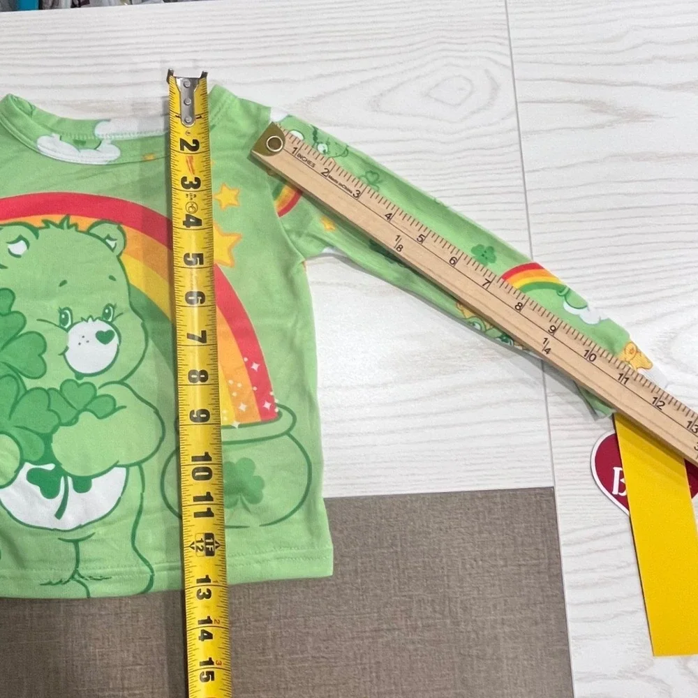 Care Bears Pajama Set Kids 2T Green Good‎ Luck Bear St Patricks Day Rainbow